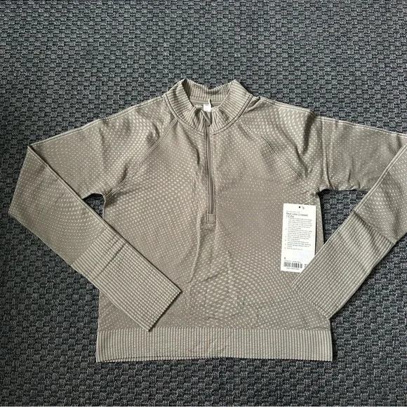 Lululemon Rest Less Cropped Half-Zip Grid Warp Rover / Raw Linen - Picture 2 of 7